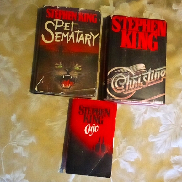 Stephen King Christine & Prt Sematary 1983, hardcopy 2nd Ed dust jackets + Cujo - Picture 1 of 7